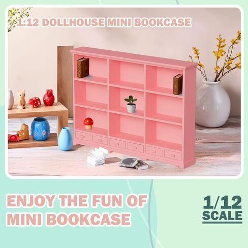 Dollhouse Bookshelf في مقياس 1:12 ، جزء من أثاث وملحقات منزل دمية مع تصميم واقعي ، يقدم هذا الكتب المصغرة هدية مدروسة للأطفال وعشاق DIY in Kuwait