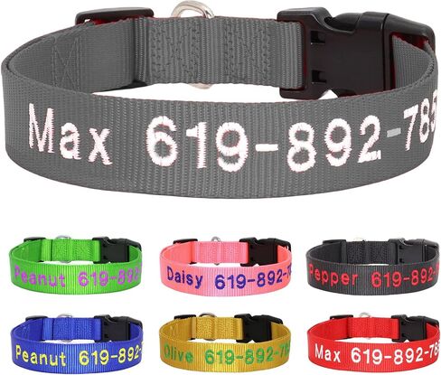 Personalized Dog Collar, Custom Embroidered Pet Name and Phone Number, Adjustable 5 Sizes XS Small Medium Large XL, Quick Release Snap Buckle Dog Collar,Red in Saudi Arabia