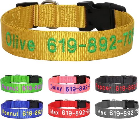 Personalized Dog Collar, Custom Embroidered Pet Name and Phone Number, Adjustable 5 Sizes XS Small Medium Large XL, Quick Release Snap Buckle Dog Collar,Red in Saudi Arabia