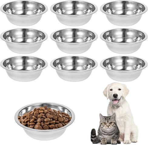 30pcs أوعية من الفولاذ المقاوم للصدأ للكلاب الصغيرة والقطط ، وعاء أليف سميك وعاء كبير الكلب غذاء الحاوية in Saudi Arabia