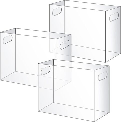 Thenshop 3 PCS Acrylic File منظم مربع ملف سطح المكتب Acrylic مع مقبض المجلد معلق مربع ملفات الحامل الواضح لتخزين حجم الخطاب في المنزل ، 12.2 × 5.5 × 9.4 بوصة in Kuwait