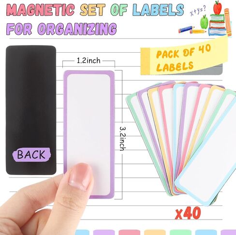 Leinuosen 40 Pcs Magnetic Dry Erase Labels Name Plate Tags Flexible Reusable Magnetic Label Stickers for Classroom Office Whiteboard Refrigerator Locker Shelf Craft(White,2 x 4.5 Inch) in Kuwait