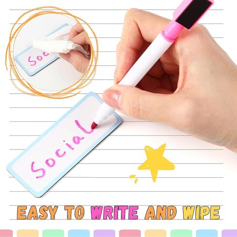 Leinuosen 40 Pcs Magnetic Dry Erase Labels Name Plate Tags Flexible Reusable Magnetic Label Stickers for Classroom Office Whiteboard Refrigerator Locker Shelf Craft(White,2 x 4.5 Inch) in Kuwait