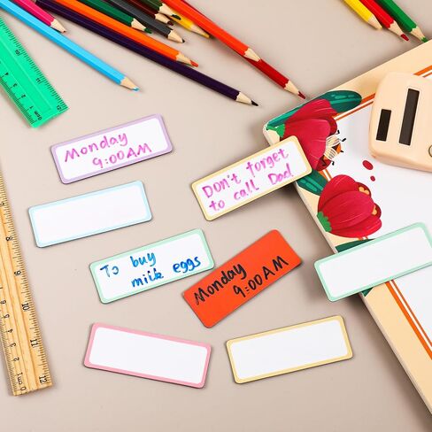 Leinuosen 40 Pcs Magnetic Dry Erase Labels Name Plate Tags Flexible Reusable Magnetic Label Stickers for Classroom Office Whiteboard Refrigerator Locker Shelf Craft(White,2 x 4.5 Inch) in Kuwait