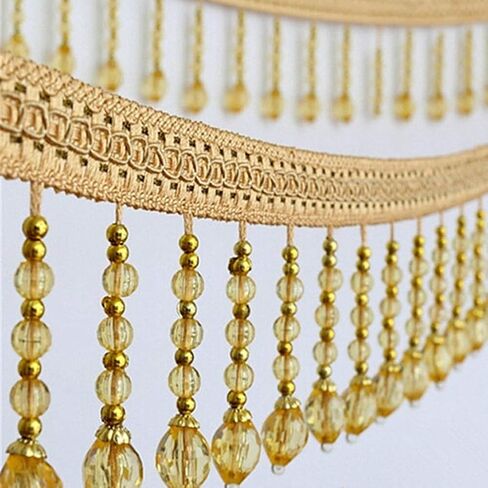 Fringe Trim Tassel,Crystal Beaded Pendant Tassel, Fringe Trim Edge (Color : Red)(Color : Blue) (Color : Roze)(Grijs) in Kuwait