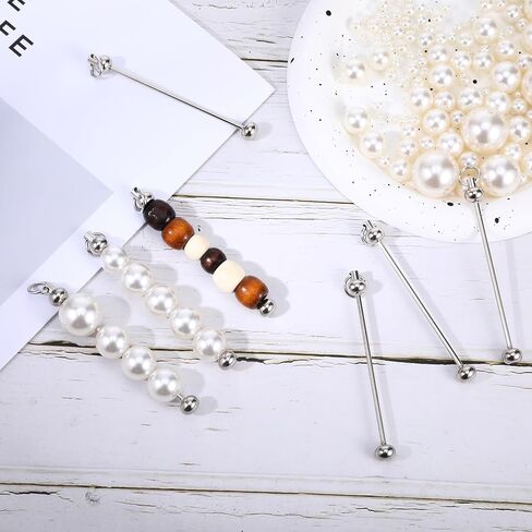 50Pcs Beadable Keychain Bar, Metal Keychain Blanks Beaded Key Chain Making Kit DIY Key Chain Supplies, Beadable Bars Making Kit Bulk for DIY Blanks Pendant DIY Crafts Jewelry Making for Women Man in Saudi Arabia