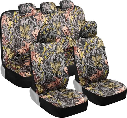 أغطية مقاعد السيارة BDK Mossy Oak Camo - مجموعة كاملة مع غطاء عجلة القيادة ومنصات حزام الأمان - نمط تمويه الغابة للسيارات والشاحنات وسيارات الدفع الرباعي in Kuwait