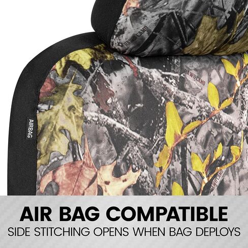 أغطية مقاعد السيارة BDK Mossy Oak Camo - مجموعة كاملة مع غطاء عجلة القيادة ومنصات حزام الأمان - نمط تمويه الغابة للسيارات والشاحنات وسيارات الدفع الرباعي in Kuwait