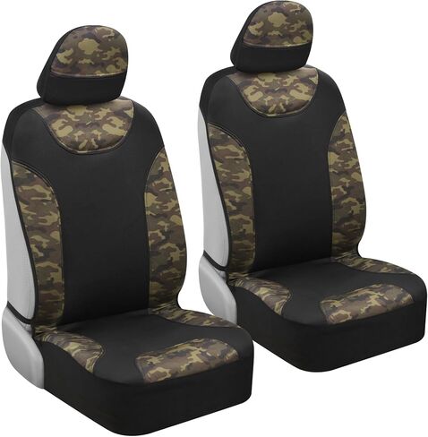 أغطية مقاعد السيارة BDK Mossy Oak Camo - مجموعة كاملة مع غطاء عجلة القيادة ومنصات حزام الأمان - نمط تمويه الغابة للسيارات والشاحنات وسيارات الدفع الرباعي in Kuwait