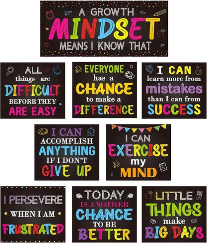 10 PCS Classroom Postivations ، ملصقات عقلية النمو ، لوحة الإعلانات الملهمة ، مجموعات زخرفة مواضيع الفصول الدراسية الإيجابية للمدرسة الثانوية المتوسطة الابتدائية (أفضل 10) in Kuwait