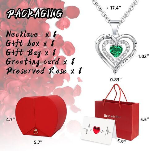 Preserved Red Real Rose with I Love You Necklace, Eternal Flowers Rose Gifts for Mom Grandma Wife Girlfriend on Mothers Day gift Valentines Anniversary Birthday for Women in Saudi Arabia