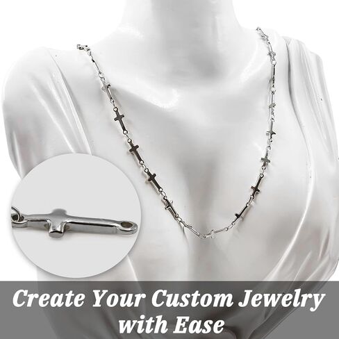 Cross Chain Jewelry Making - 9.8ft 3m Silver Stainless Steel Link Chain Supplies Bulk DIY Necklace Bracelet Hat Chains Decoration in Kuwait