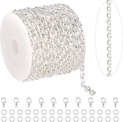 KYUNHOO 16.4 FT/5M Silver Chain for Jewelry Making Four Leaf Clover Decoration Cable Chains Link on Bulk with Jewelry Clasps for Women DIY Crafts in Saudi Arabia