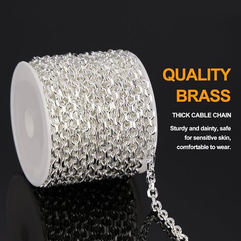 KYUNHOO 16.4 FT/5M Silver Chain for Jewelry Making Four Leaf Clover Decoration Cable Chains Link on Bulk with Jewelry Clasps for Women DIY Crafts in Saudi Arabia