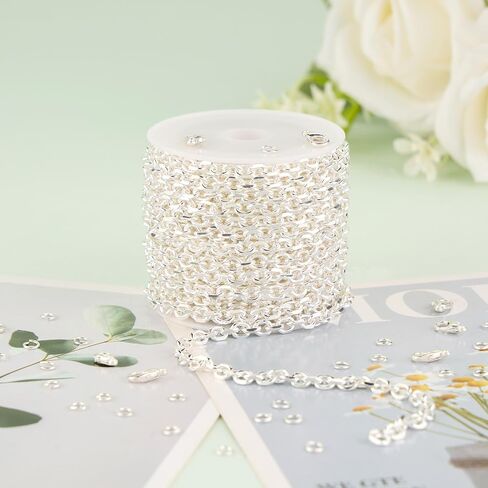 KYUNHOO 16.4 FT/5M Silver Chain for Jewelry Making Four Leaf Clover Decoration Cable Chains Link on Bulk with Jewelry Clasps for Women DIY Crafts in Saudi Arabia