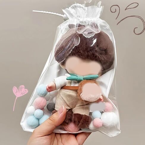 Protective Case for LABUBU Keychain, Portable Storage Hanging Display Bag for LABUBU, White/Black/Red (White-Big) in Kuwait