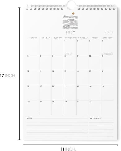 Karto Wall Calendar 2025-2026 - Vertical 11x17 inch July 2025 to December 2026 - Boost Your Productivity and Easy Planning with the Aesthetic Monthly Calendar - Zen in Kuwait