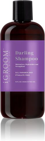 iGroom Darling Moisturizing Dog Shampoo, Removes Greasy Build-up & Grime, Soothing Dog Shampoo, Improves Hair Health pH Balanced, Scent dog shampoo, Made in USA, 16oz in Saudi Arabia