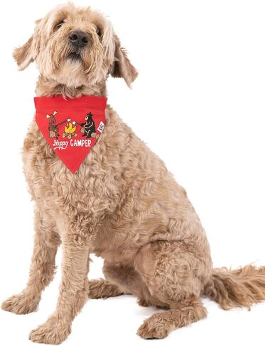 Lazy One Dog Bandana, Reversible Cotton Bandanas for All Dog Sizes (Happy Camper, Large) in Saudi Arabia