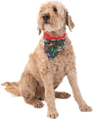 Lazy One Dog Bandana, Reversible Cotton Bandanas for All Dog Sizes (Happy Camper, Large) in Saudi Arabia