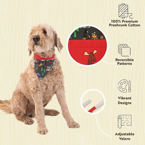 Lazy One Dog Bandana, Reversible Cotton Bandanas for All Dog Sizes (Happy Camper, Large) in Saudi Arabia