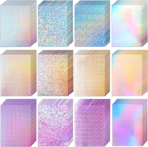 120 Sheets Holographic Cardstock 8.5 x 11, 250gsm/92lb Metallic Cardstock Glitter Shiny Iridescent Mirror Paper for Crafts, Card Making, Party Decor, Scrapbook in Kuwait