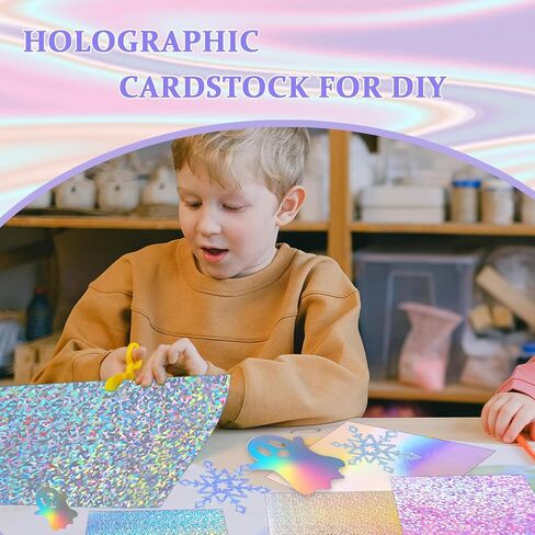 120 Sheets Holographic Cardstock 8.5 x 11, 250gsm/92lb Metallic Cardstock Glitter Shiny Iridescent Mirror Paper for Crafts, Card Making, Party Decor, Scrapbook in Kuwait