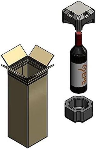 USA Universal Single Bottle Wine Sipping مربع - 1 حزمة - شاحن واقعي الكل في واحد مع رغوة PE عالية التدوير - عبوة نبيذ صديقة للبيئة وقابلة لإعادة التدوير in Kuwait