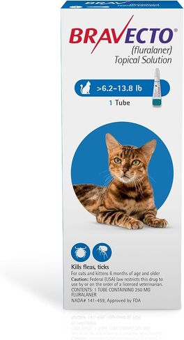 BRAVECTO Topical Solution for Cats, Flea & Tick, 12 Week Supply, >6.2-13.8 lbs., Blue Box in Saudi Arabia