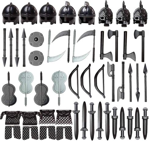 79pcs Medieval Military Weapons Armour Helmet Block Figures Weapon Set, Rome Greek Egypt Style Building Block Toy Accessory Collection Kit in Saudi Arabia