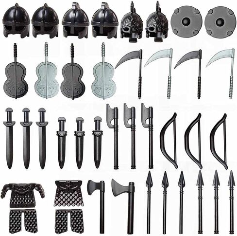 79pcs Medieval Military Weapons Armour Helmet Block Figures Weapon Set, Rome Greek Egypt Style Building Block Toy Accessory Collection Kit in Saudi Arabia