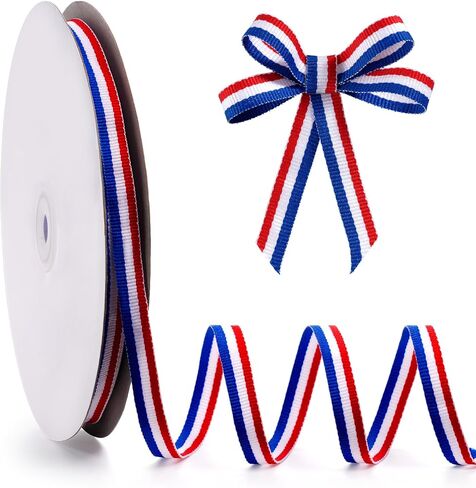 Red White Blue Striped Grosgrain Ribbon,3/8" x 50yds Double-Sided Striped Patriotic Ribbon，for American Handicrafts, Cheerleading Decorations, Independence Day, President's Day, Labor Day in Saudi Arabia