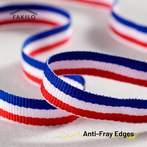 Red White Blue Striped Grosgrain Ribbon,3/8" x 50yds Double-Sided Striped Patriotic Ribbon，for American Handicrafts, Cheerleading Decorations, Independence Day, President's Day, Labor Day in Saudi Arabia