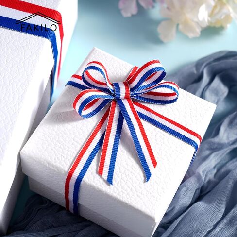 Red White Blue Striped Grosgrain Ribbon,3/8" x 50yds Double-Sided Striped Patriotic Ribbon，for American Handicrafts, Cheerleading Decorations, Independence Day, President's Day, Labor Day in Saudi Arabia