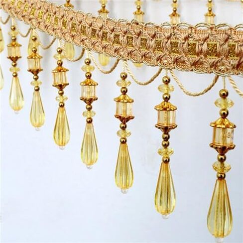 Fringe Trim Tassel,Crystal Beaded Pendant Tassel, for Lampshades (Color : Gold) (Color : Gold) (Blue)(Gold) in Saudi Arabia