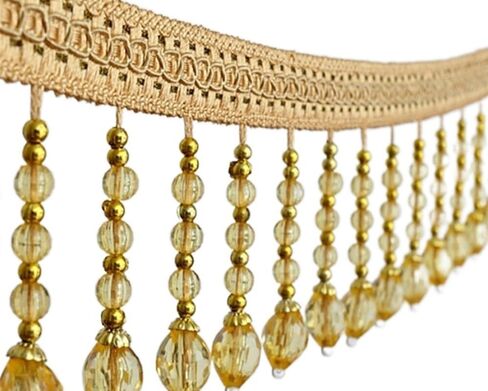 شرابة القطع الهامش ، شرابة قلادة بالخرز الكريستال ، لغطاء طاولة الستار حافة التزيين خياطة الحرف DIY (رمادي) in Saudi Arabia