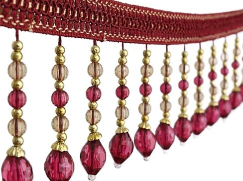 شرابة القطع الهامش ، شرابة قلادة بالخرز الكريستال ، لغطاء طاولة الستار حافة التزيين خياطة الحرف DIY (رمادي) in Saudi Arabia