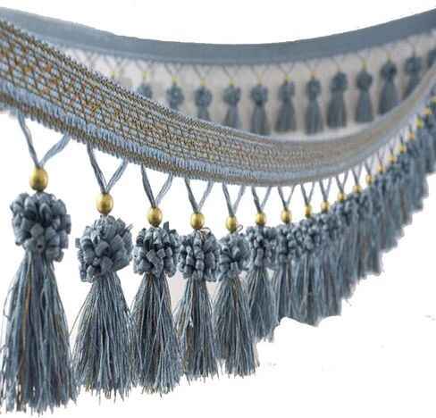 Fringe Trim Tassel,Crystal Beaded Pendant Tassel, for Curtain Clothing Decorative Sewing Supplies(White) in Saudi Arabia