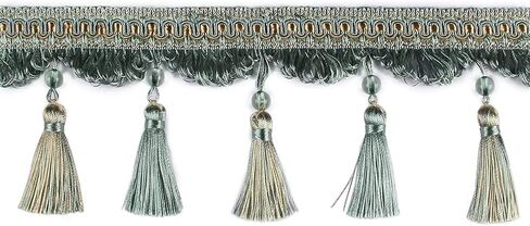 Fringe Trim Tassel,Crystal Beaded Pendant Tassel, DIY Sewing Fabric Webbing Pearl Tassels Lace (Color : Pink, Size : 2m)(Aquamarine,2m) in Saudi Arabia