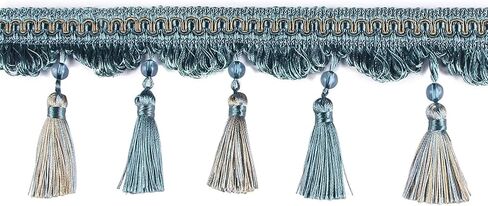 Fringe Trim Tassel,Crystal Beaded Pendant Tassel, DIY Sewing Fabric Webbing Pearl Tassels Lace (Color : Pink, Size : 2m)(Aquamarine,2m) in Saudi Arabia