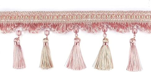 Fringe Trim Tassel,Crystal Beaded Pendant Tassel, DIY Sewing Fabric Webbing Pearl Tassels Lace (Color : Pink, Size : 2m)(Aquamarine,2m) in Saudi Arabia