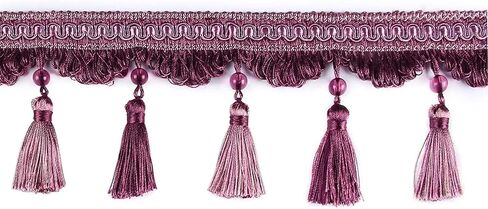 Fringe Trim Tassel,Crystal Beaded Pendant Tassel, DIY Sewing Fabric Webbing Pearl Tassels Lace (Color : Pink, Size : 2m)(Aquamarine,2m) in Saudi Arabia