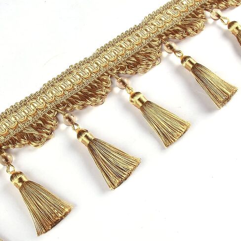 Fringe Trim Tassel,Crystal Beaded Pendant Tassel, for Cover Edge Lampshades Decorative Fabric Ribbon Trimming Sewing Accessories(108,6 Meters) in Saudi Arabia
