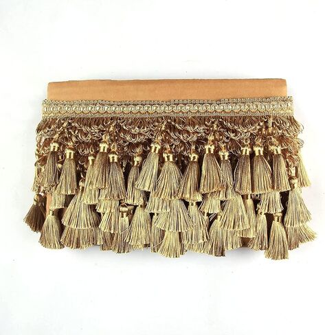 Fringe Trim Tassel,Crystal Beaded Pendant Tassel, for Cover Edge Lampshades Decorative Fabric Ribbon Trimming Sewing Accessories(108,6 Meters) in Saudi Arabia