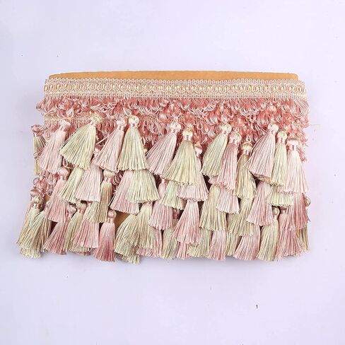 Fringe Trim Tassel,Crystal Beaded Pendant Tassel, for Cover Edge Lampshades Decorative Fabric Ribbon Trimming Sewing Accessories(108,6 Meters) in Saudi Arabia