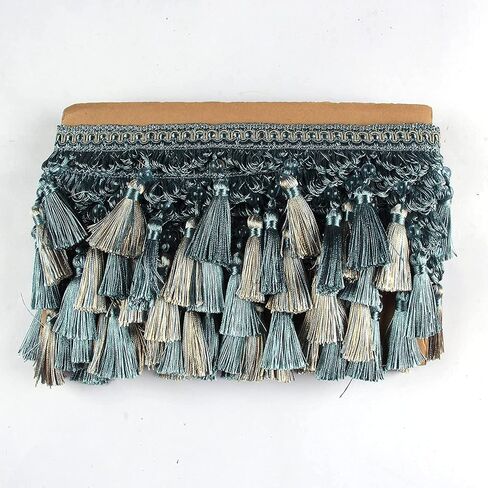 Fringe Trim Tassel,Crystal Beaded Pendant Tassel, for Cover Edge Lampshades Decorative Fabric Ribbon Trimming Sewing Accessories(108,6 Meters) in Saudi Arabia