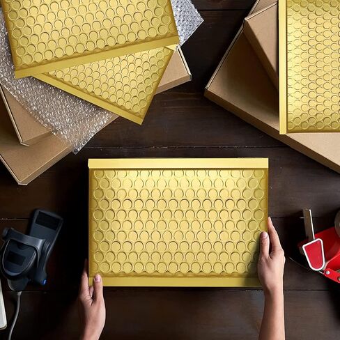 Secure Seal #5 10.5x16 Inch Gold Glamour Metallic Bubble Mailers Pack of 25 Shiny Padded Envelopes in Saudi Arabia