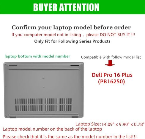 حالة غلاف الكمبيوتر المحمول لجهاز الكمبيوتر المحمول Dell Pro 16 Plus Lupbed (لا يعمل مع نماذج Dell الأخرى). 2-in-1 PU Leather Detachable Detachable Sleeve (Black) in Saudi Arabia