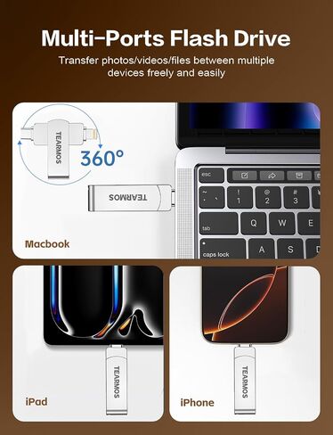 Flash Drives 128GB Intended for iPhone, Memory Stick Storage for Photos and Videos, iOS External Memory Storage Flash Drive Compatible with iPhone iPad Android and Computers (Dark Gray) in Saudi Arabia