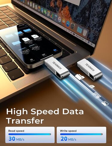 Flash Drives 128GB Intended for iPhone, Memory Stick Storage for Photos and Videos, iOS External Memory Storage Flash Drive Compatible with iPhone iPad Android and Computers (Dark Gray) in Saudi Arabia